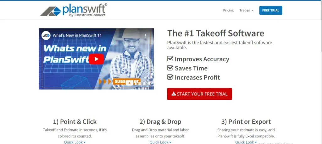 Screenshot of PlanSwift, the no 1 takeoff software for improving accuracy and saving time.