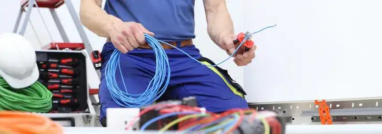  electrical wiring in a house during a rewiring project.