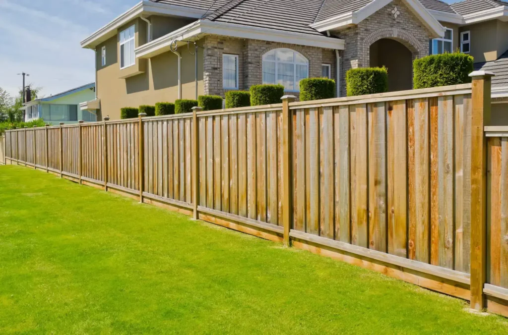 Privacy fence surrounding a yard.